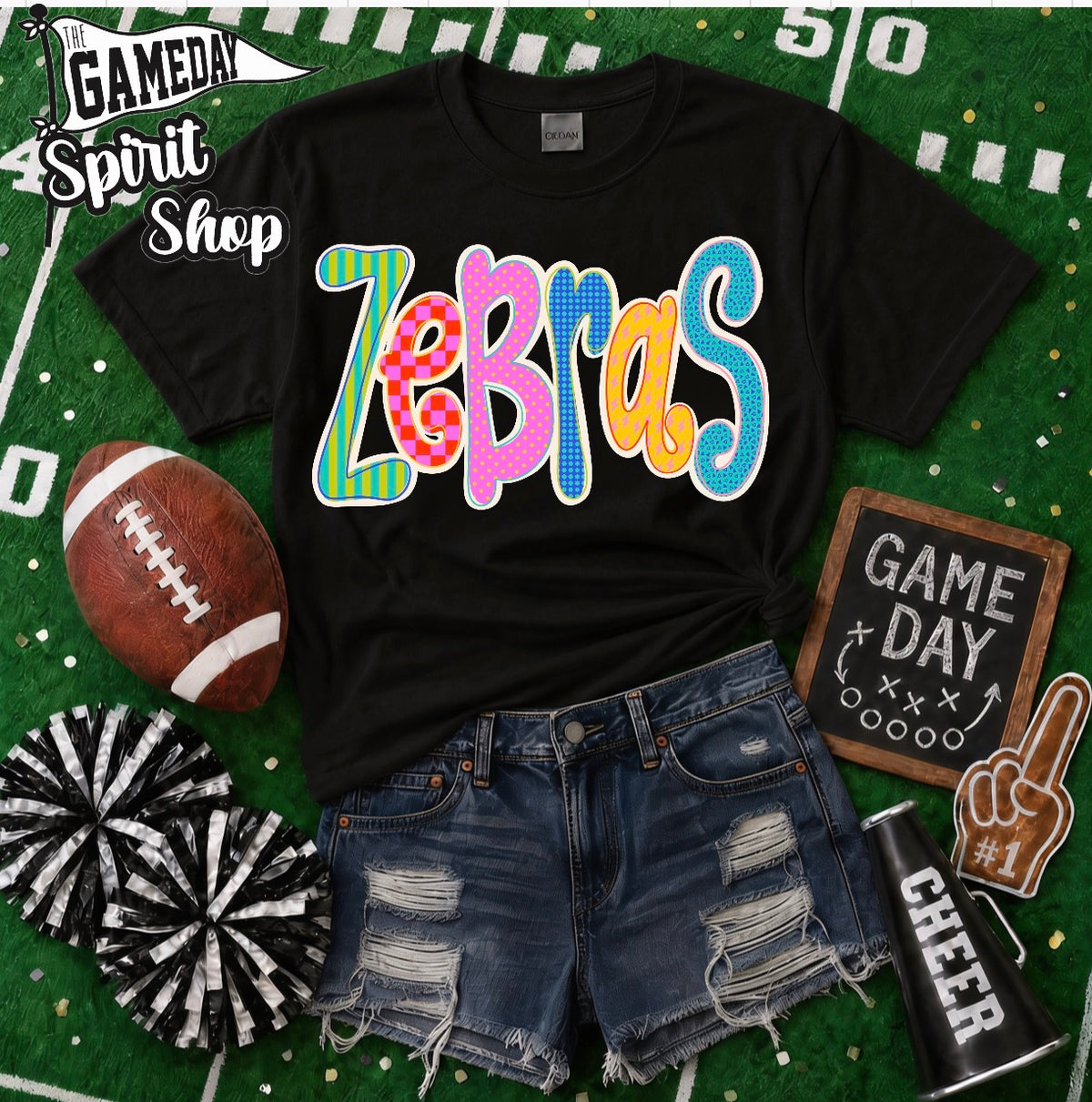 Zebras Neon Bubble Letter (3 shirt styles)