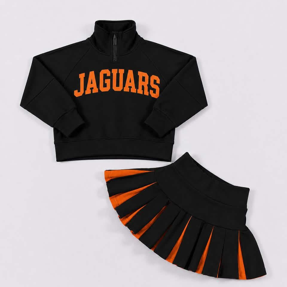 Custom Scuba Cheer Top with Pleated Skirt (you choose fabric colors!)
