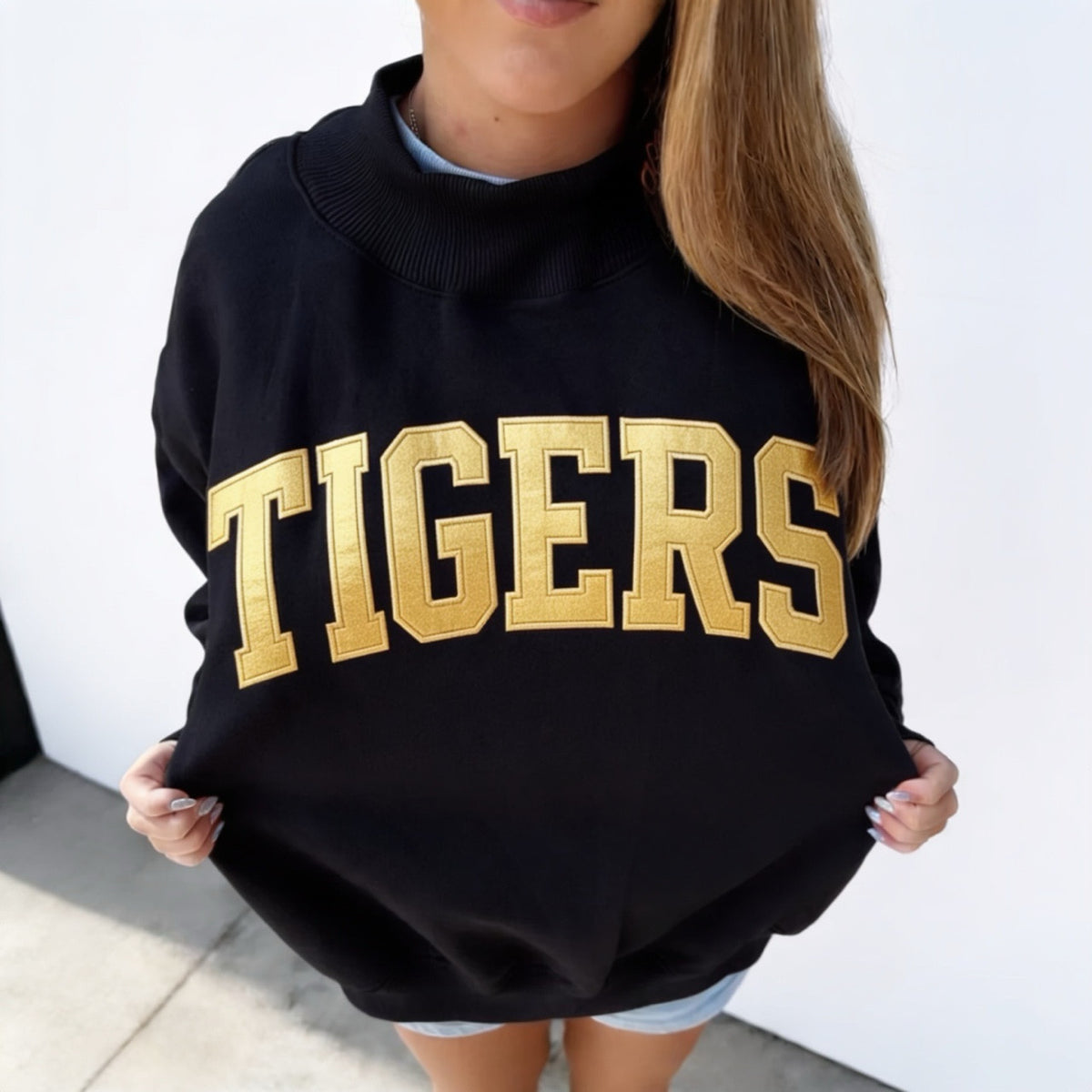 Tigers Gold Mock Neck Sweatshirt (Oct Arrival)