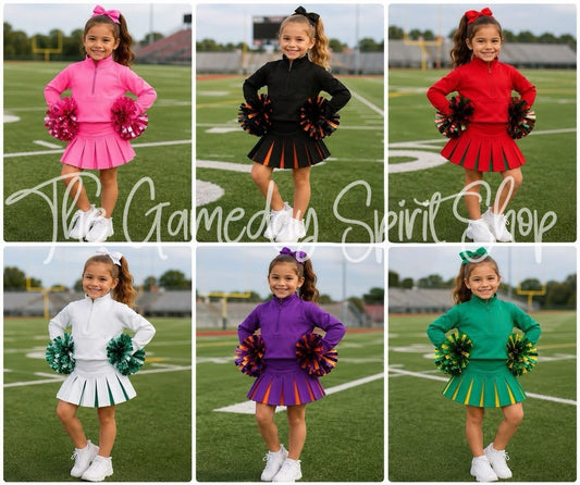Custom Scuba Cheer Top with Pleated Skirt (you choose fabric colors!)