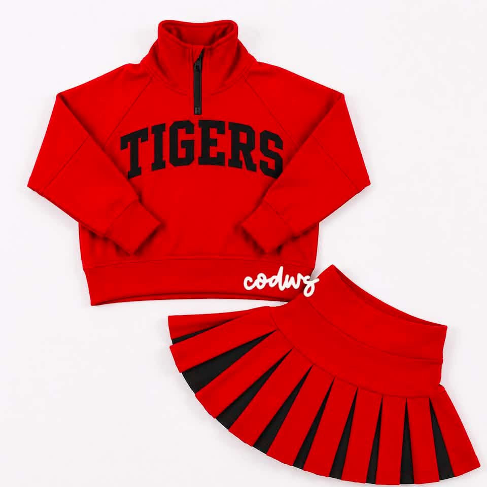 Custom Scuba Cheer Top with Pleated Skirt (you choose fabric colors!)