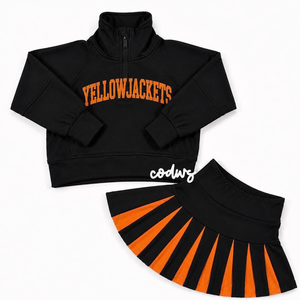 Custom Scuba Cheer Top with Pleated Skirt (you choose fabric colors!)
