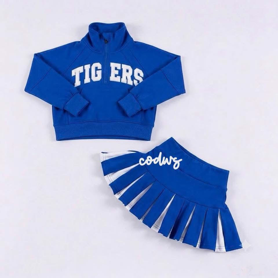 Custom Scuba Cheer Top with Pleated Skirt (you choose fabric colors!)