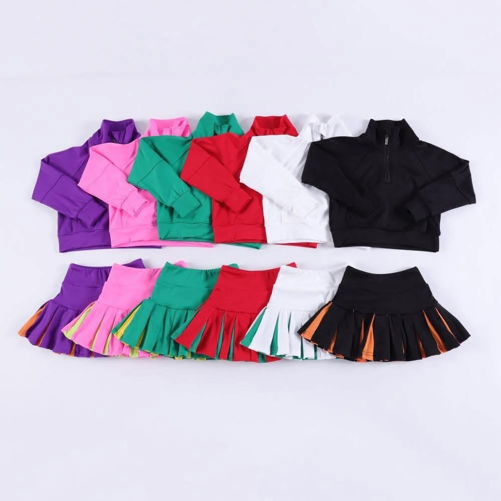 Custom Scuba Cheer Top with Pleated Skirt (you choose fabric colors!)