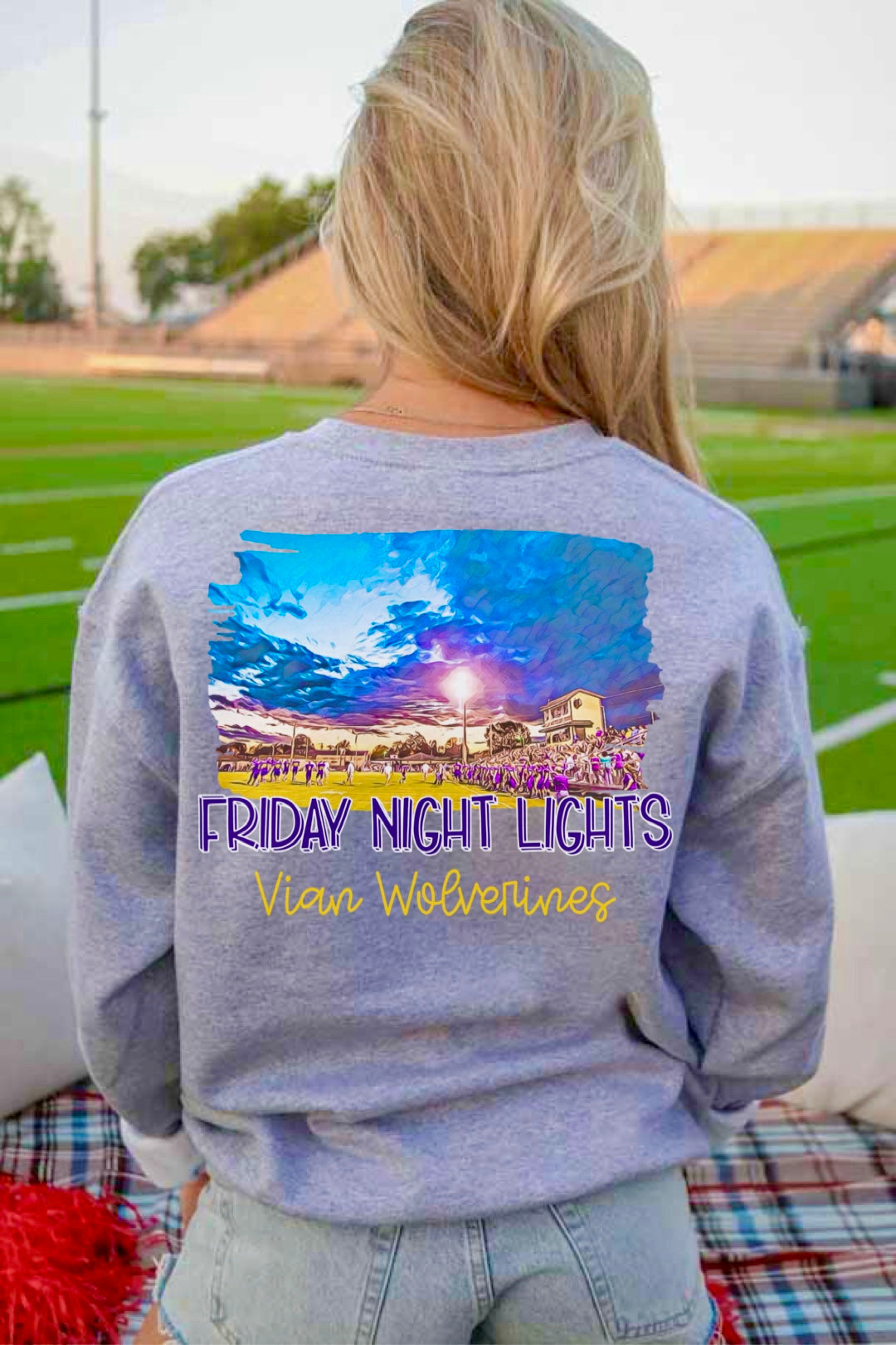 Vian Wolverines Watercolor Stadium