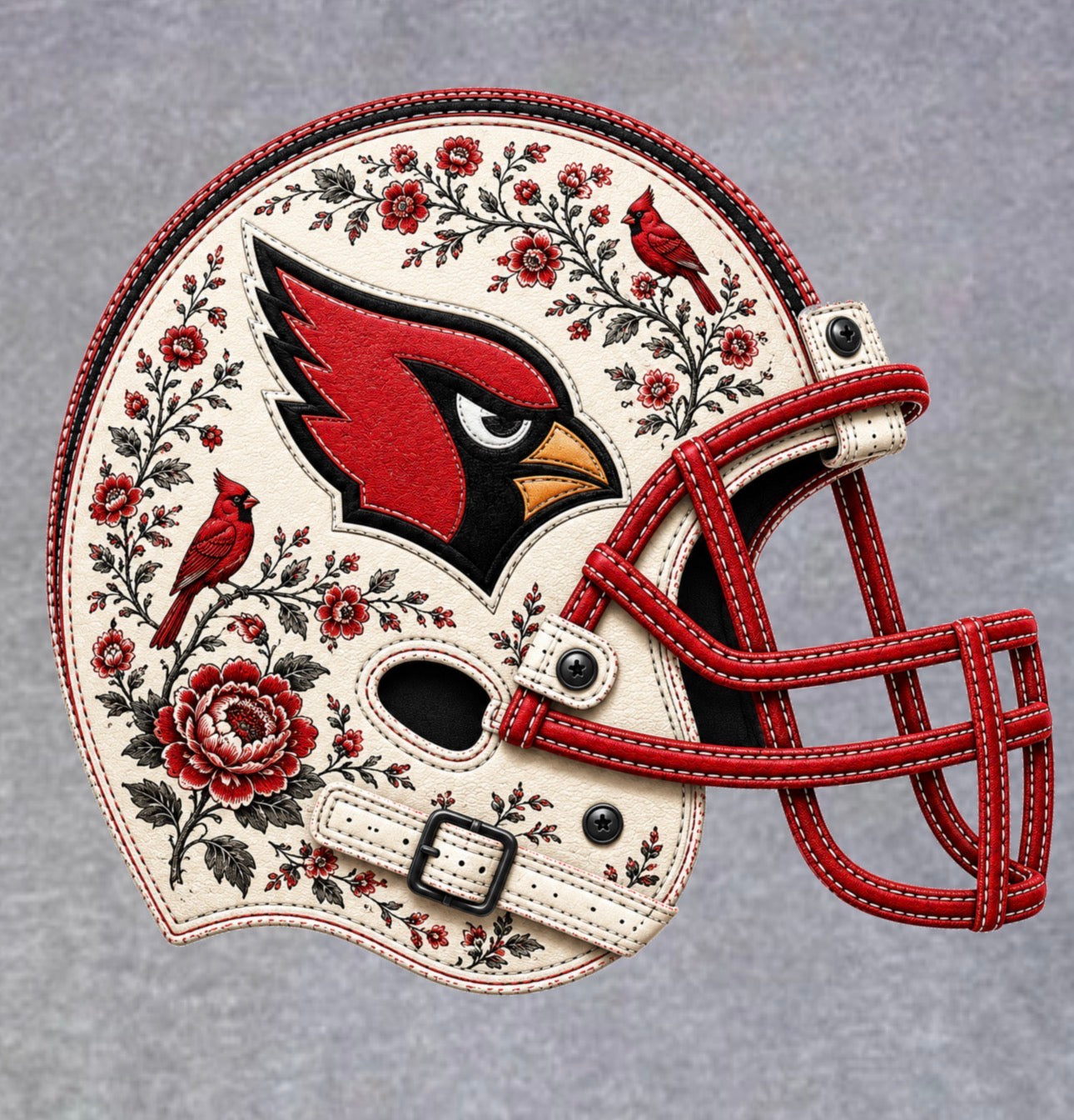 Cardinals Floral Leather Helmet