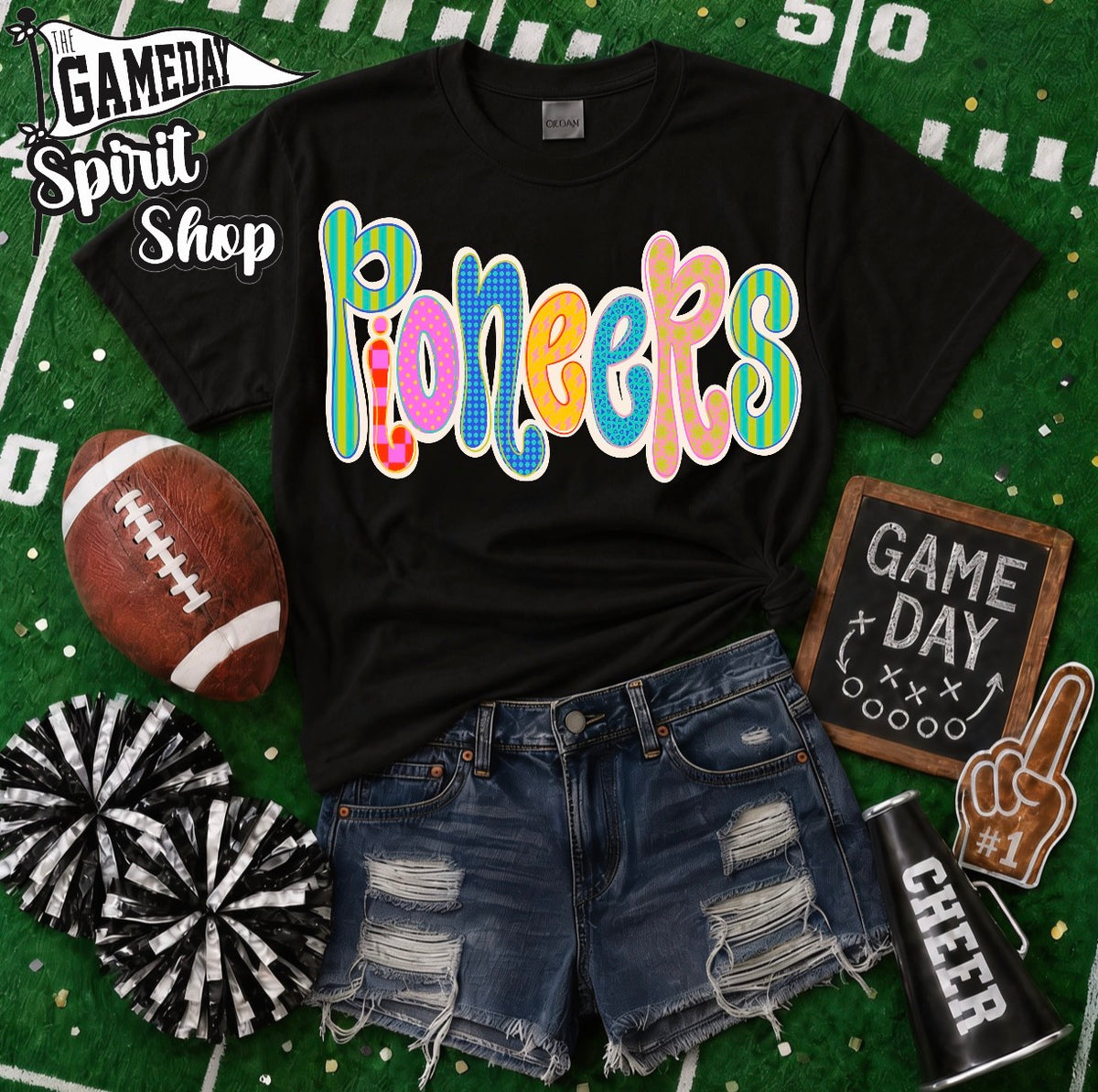 Pioneers Neon Bubble Letter (3 shirt styles)