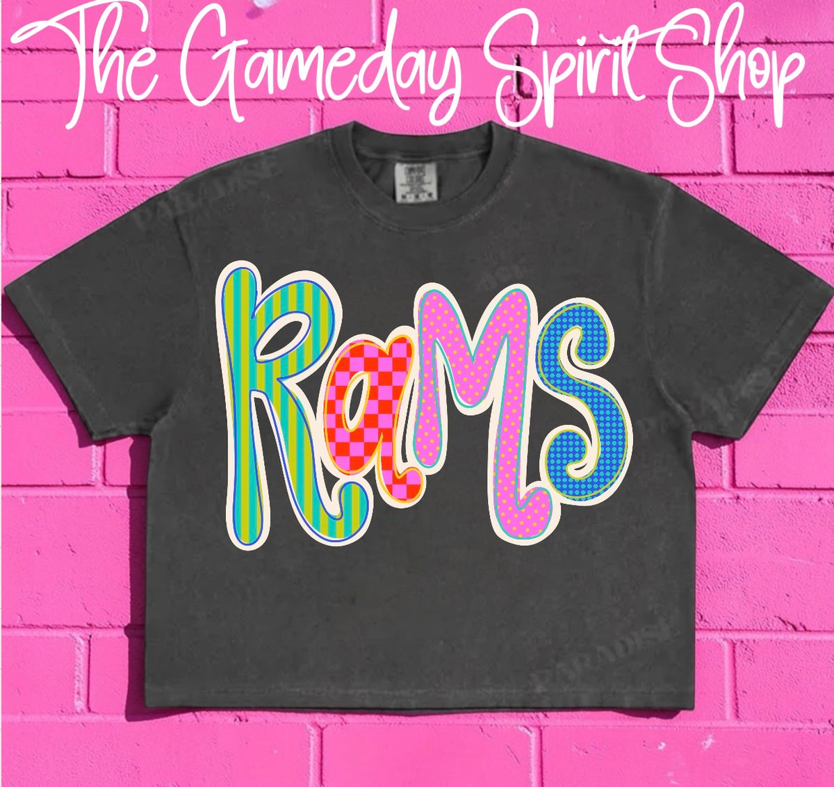 Rams Neon Bubble Letter (3 shirt styles)