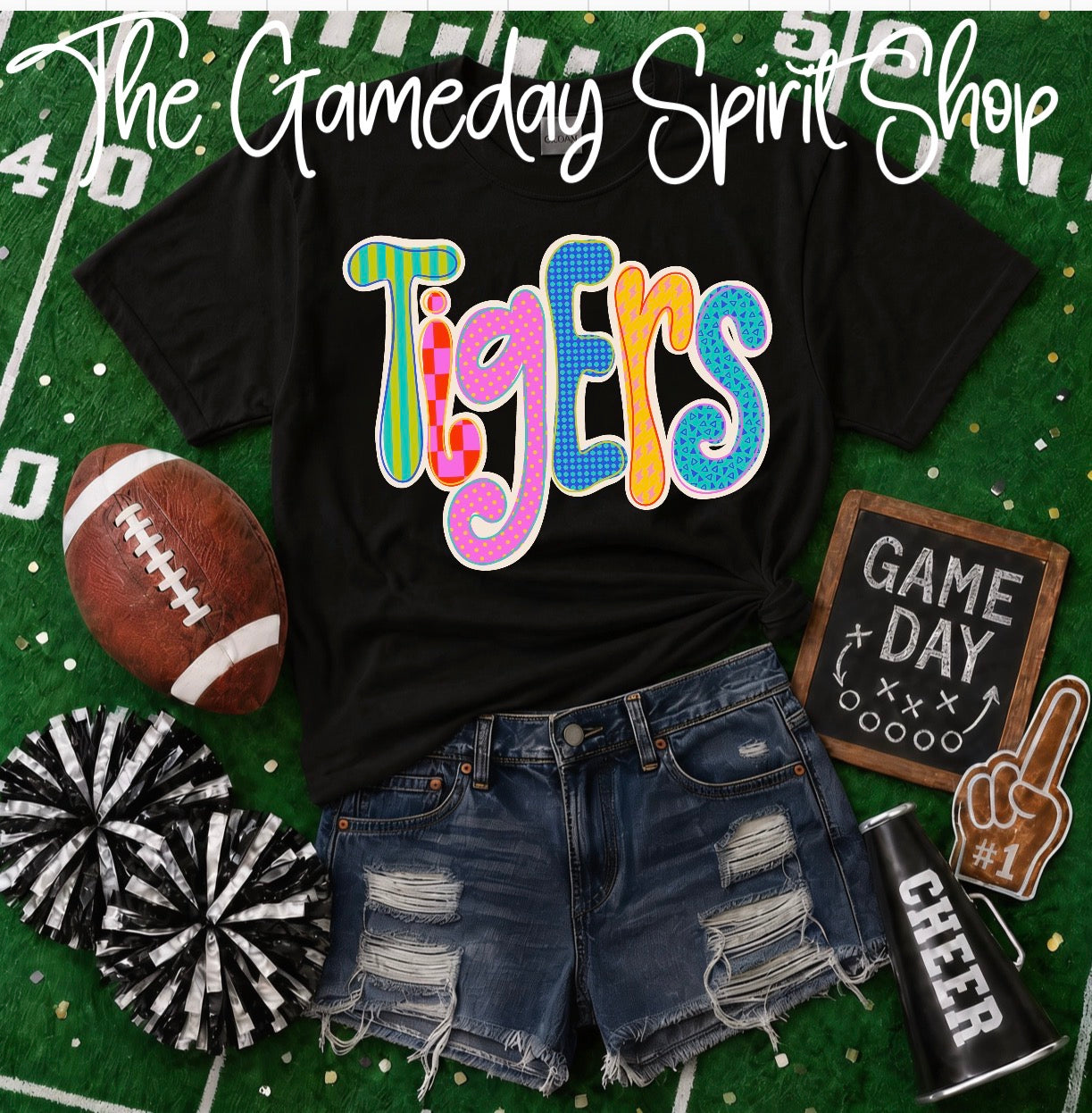 Tigers Neon Bubble Letter (3 shirt styles)