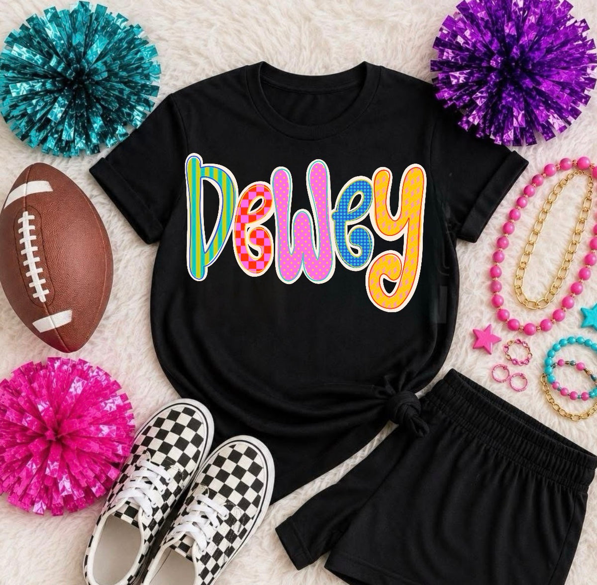 Dewey Neon Bubble Letter (3 shirt styles)