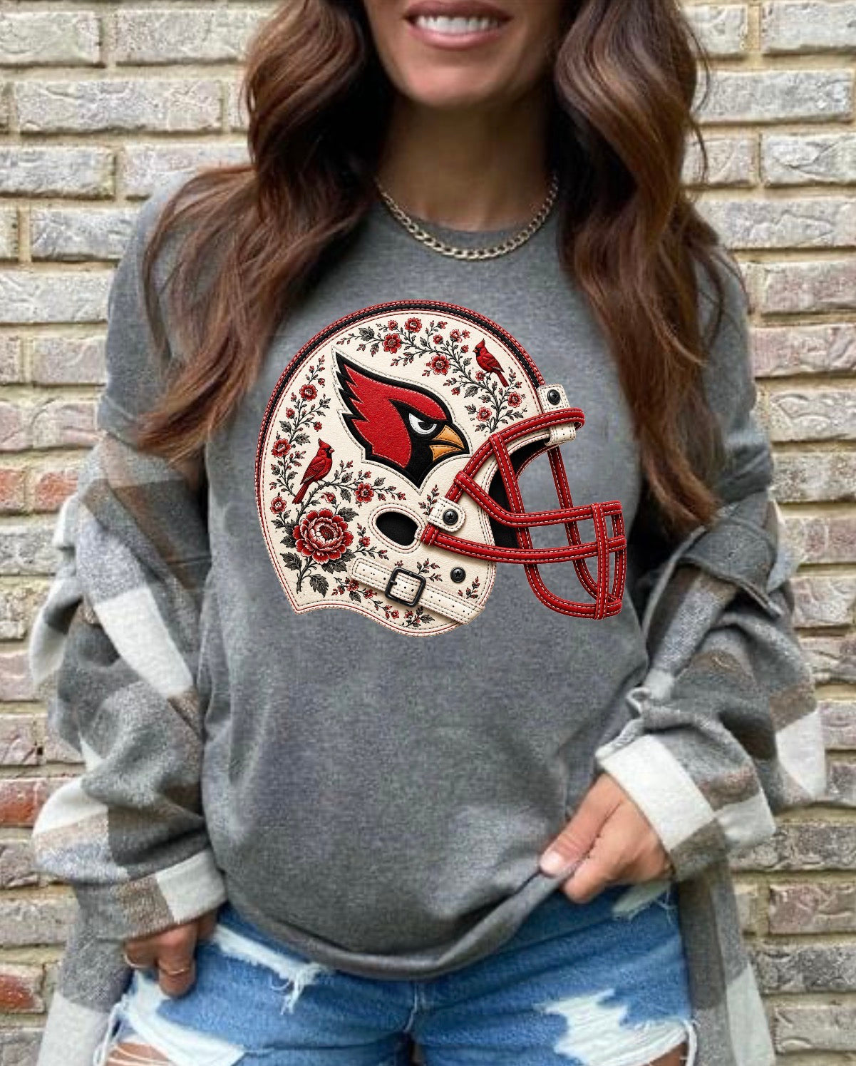 Cardinals Floral Leather Helmet