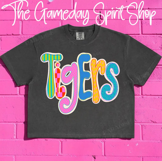 Tigers Neon Bubble Letter (3 shirt styles)