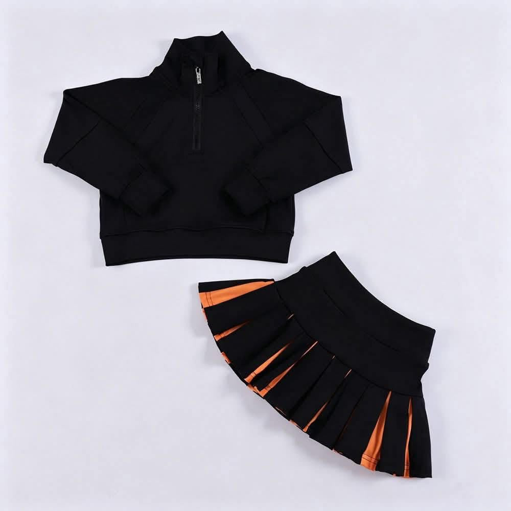 Custom Scuba Cheer Top with Pleated Skirt (you choose fabric colors!)