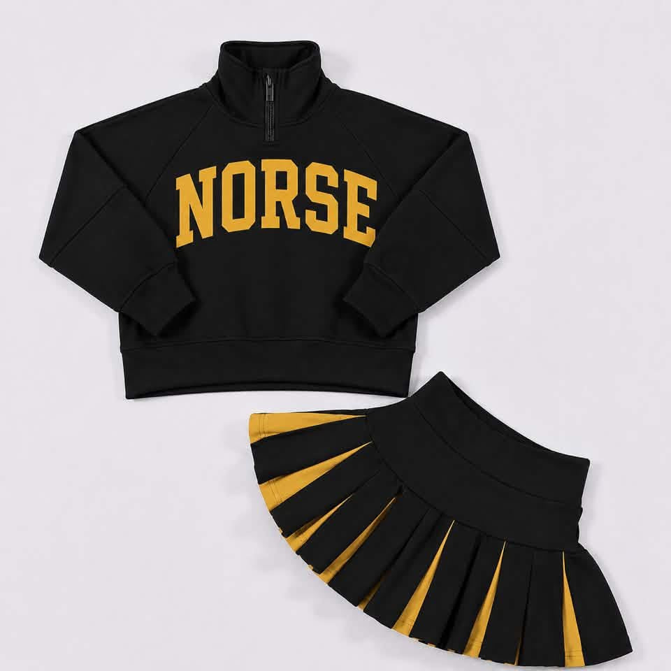 Custom Scuba Cheer Top with Pleated Skirt (you choose fabric colors!)