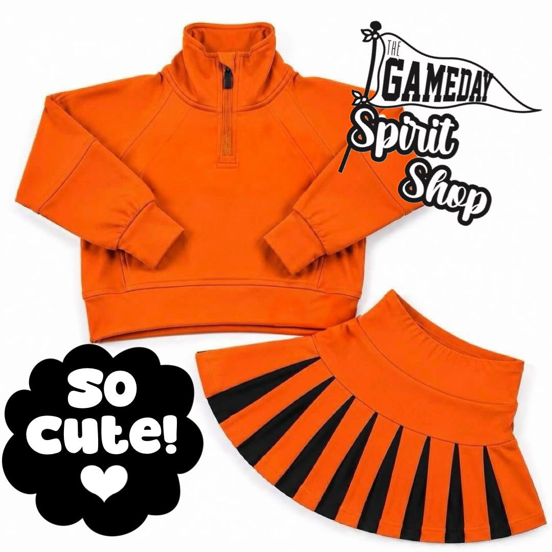 Custom Scuba Cheer Top with Pleated Skirt (you choose fabric colors!)