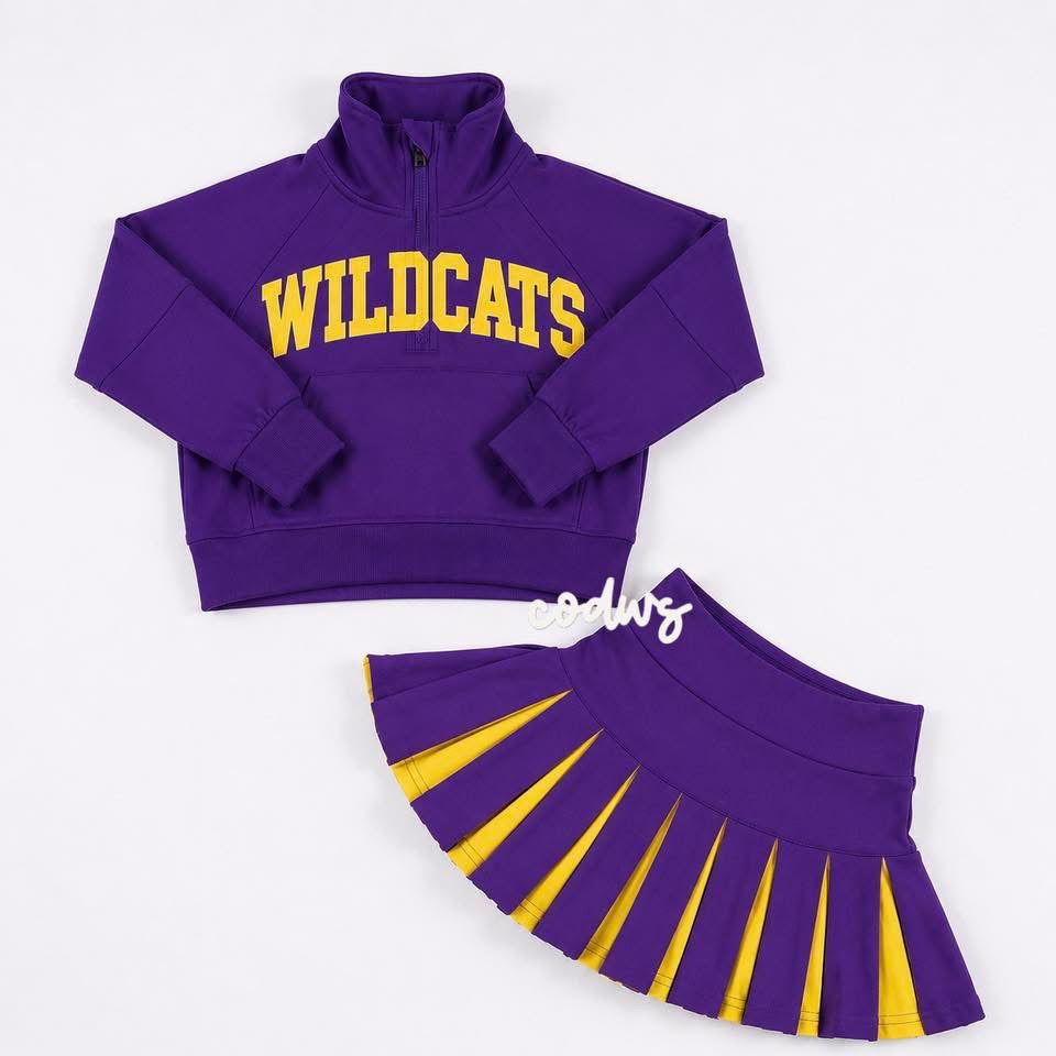 Custom Scuba Cheer Top with Pleated Skirt (you choose fabric colors!)