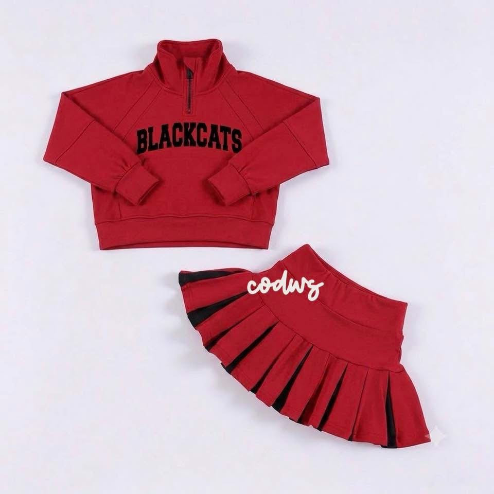 Custom Scuba Cheer Top with Pleated Skirt (you choose fabric colors!)