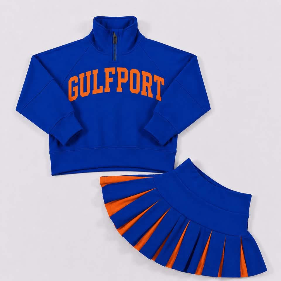 Custom Scuba Cheer Top with Pleated Skirt (you choose fabric colors!)