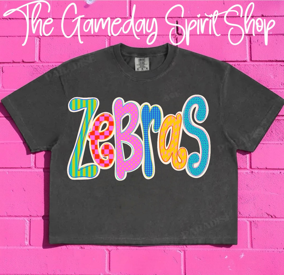 Zebras Neon Bubble Letter (3 shirt styles)