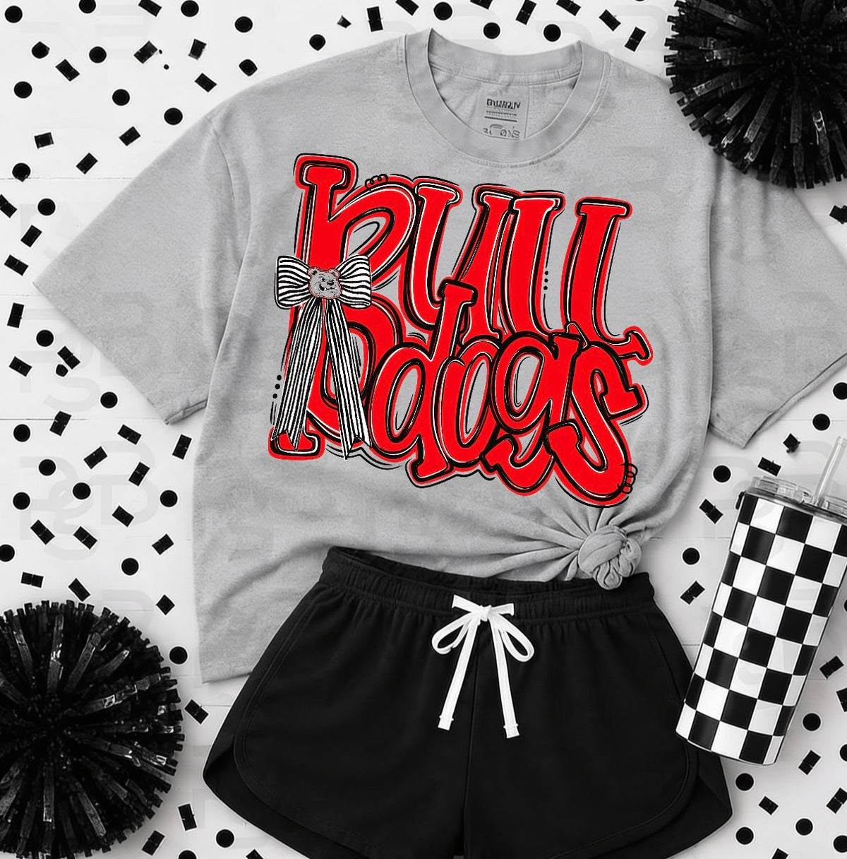 YOUTH Bulldogs Watercolor Bow