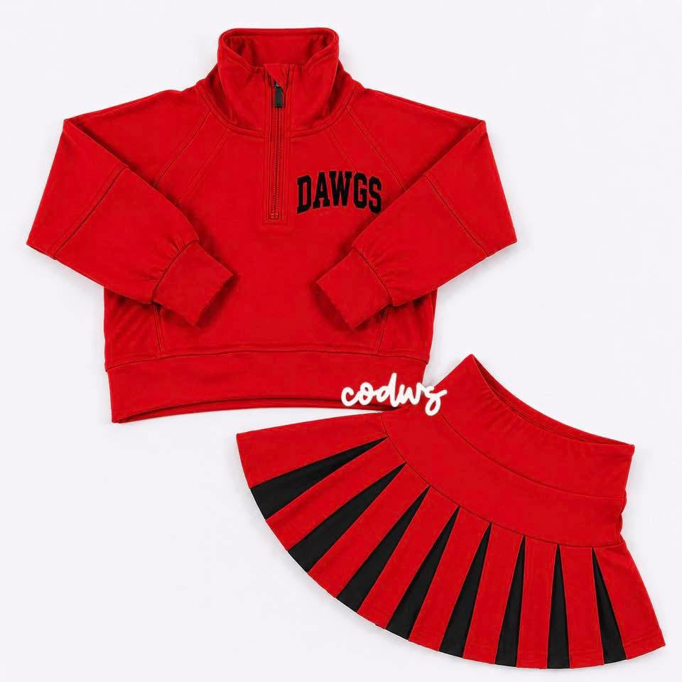 Custom Scuba Cheer Top with Pleated Skirt (you choose fabric colors!)