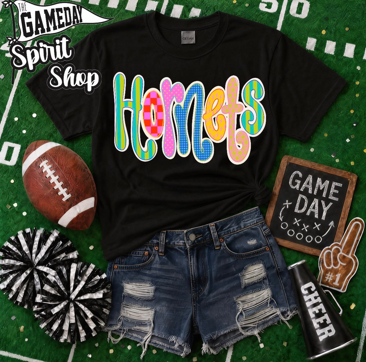 Hornets Neon Bubble Letter (3 shirt styles)