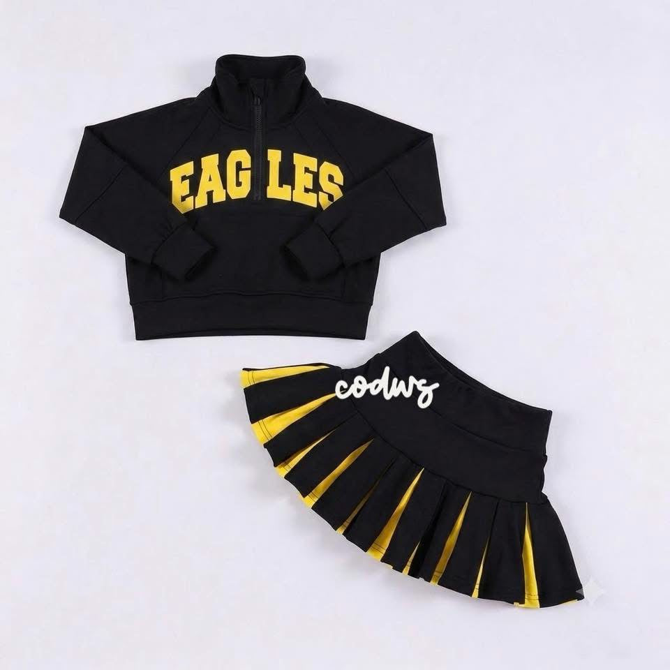 Custom Scuba Cheer Top with Pleated Skirt (you choose fabric colors!)
