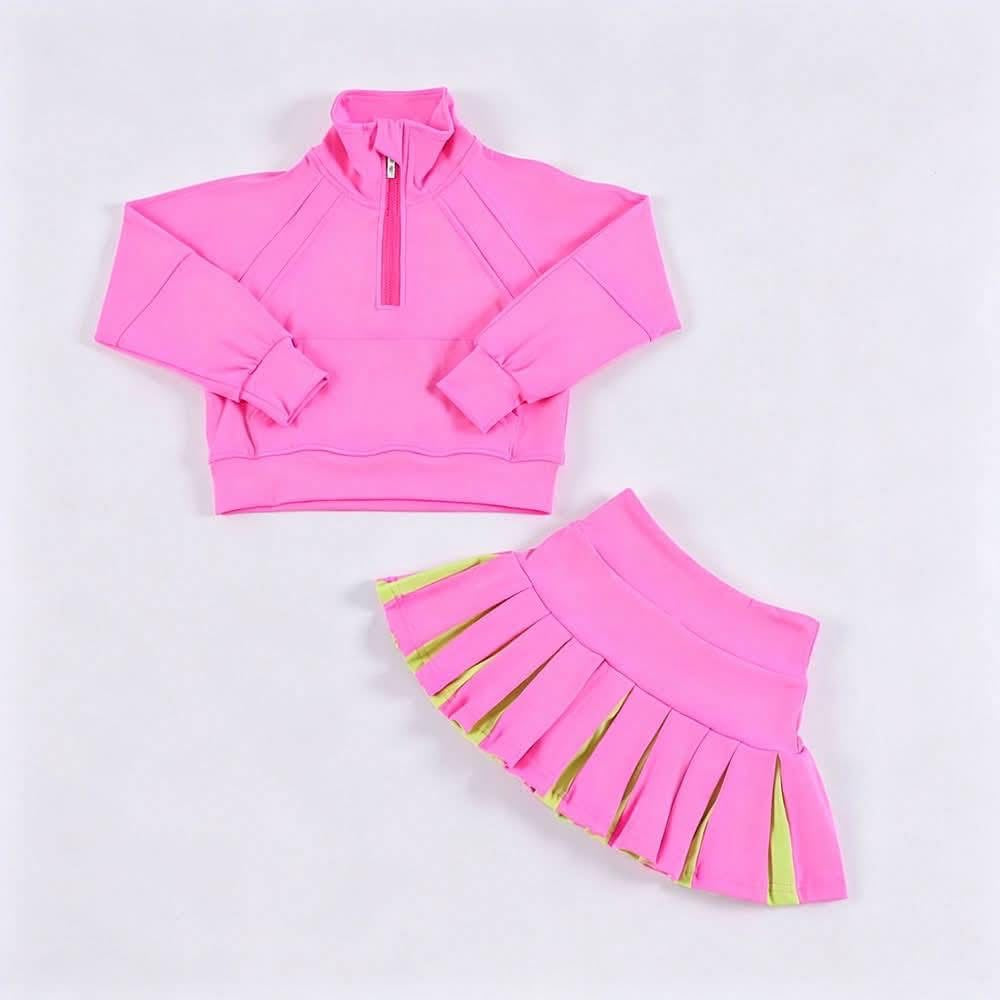 Custom Scuba Cheer Top with Pleated Skirt (you choose fabric colors!)