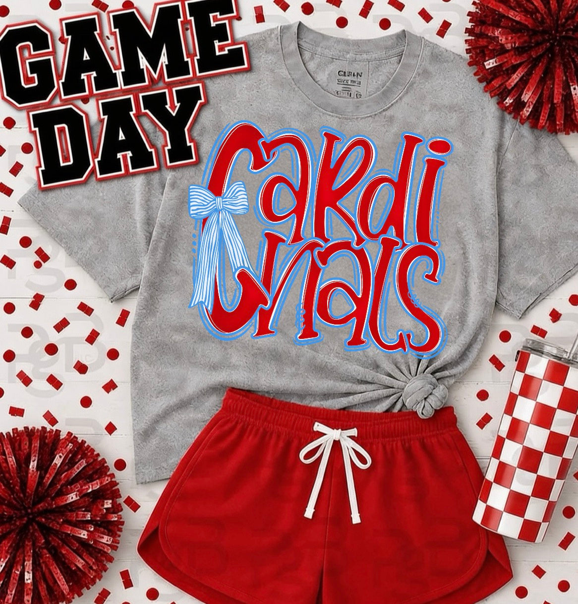 YOUTH Cardinals Watercolor Bow