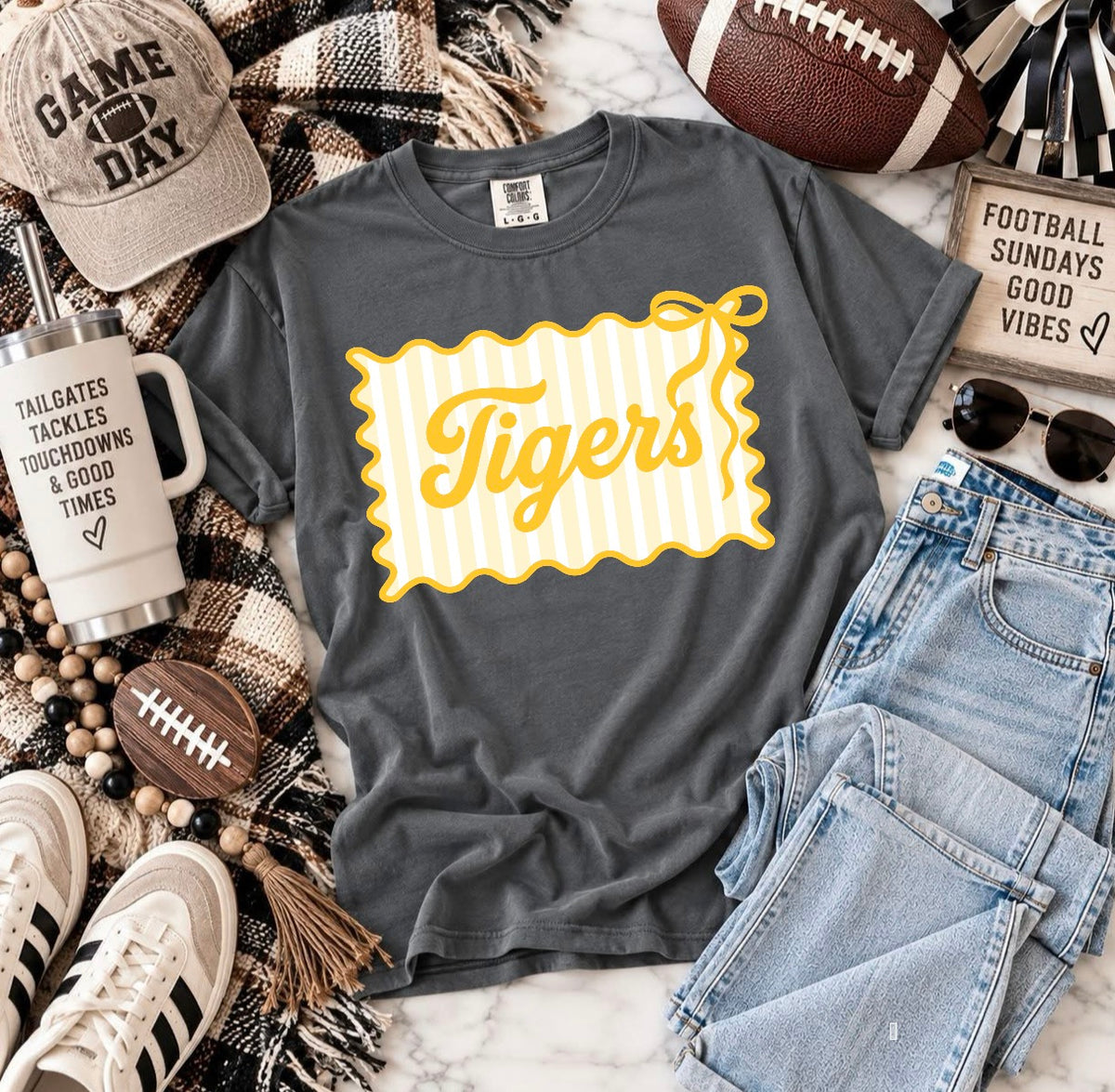 Gold Tigers Bow Stripe