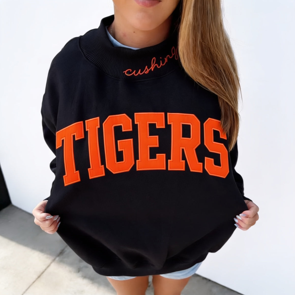 Tigers Mock Neck Sweatshirt (Oct Arrival) Choose Team for Collar